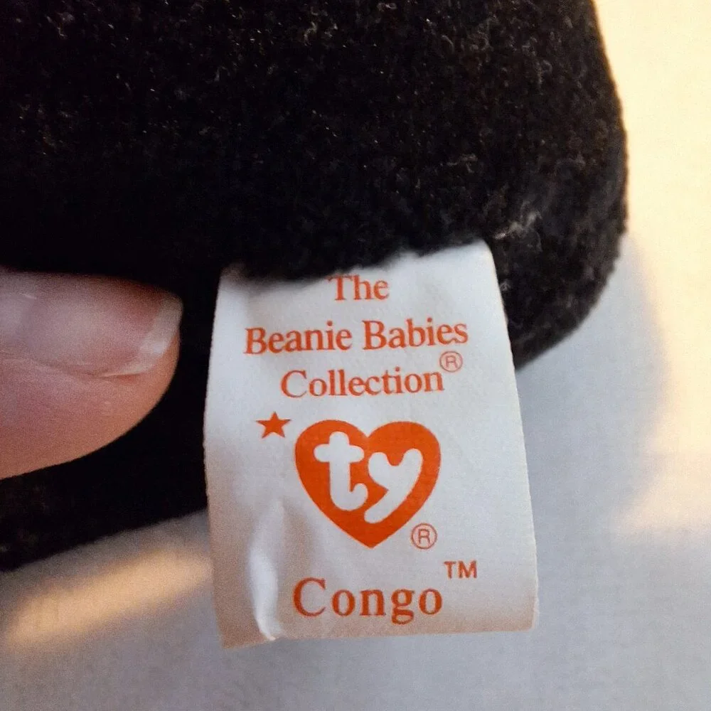 1996 Vintage Ty Beanie Baby Congo the Gorilla Plush Toy With Hang Tag‎ Attached